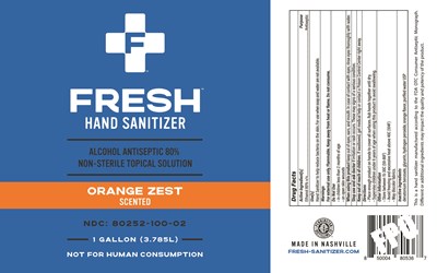 1gal Label (Fresh Sanitizer Hand Sanitizer Label Ndc 80252 100 02 1gal)